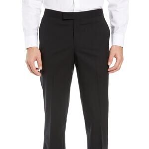 Penguin Tuxedo Slim Fit Stretch Wool Black Dress Pant 31" x 36" NEW satin stripe